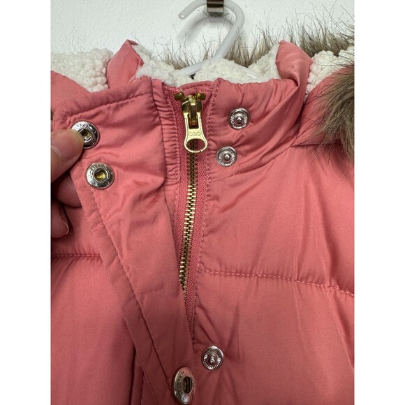 Old Navy Girls Small Better Frost Free Puffer Jacket Antique Coral Faux Fur - Picture 4 of 16